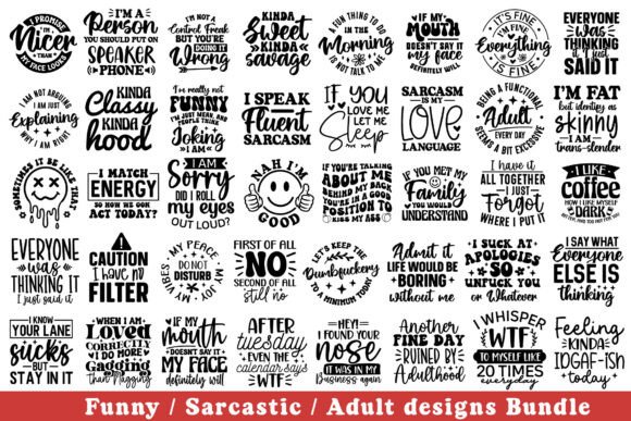 50 Sarcasm Svg Png Bundle for Crafts and Graphics
