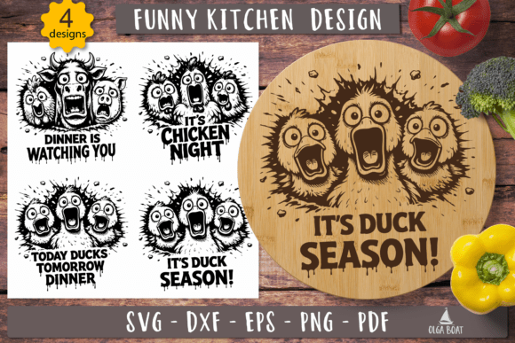 Funny Farm Animal Dinner SVG for Crafts and Graphics
