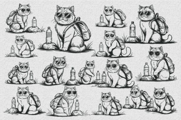 Funny Hiking Sarcastic Cat SVG Bundle for Crafts and Graphics