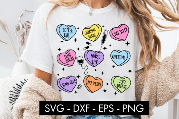 Funny Nurse Candy Heart SVG PNG for Crafts and Graphics