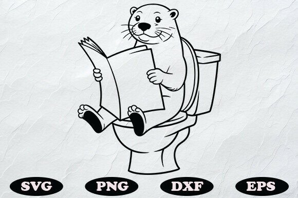 Funny Otter Reading Toilet Svg – A Playful Graphic Design Asset for Crafts