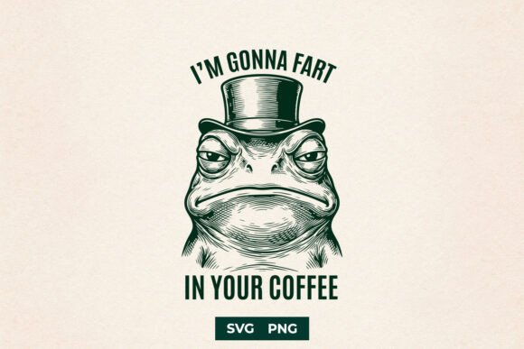 Funny Toad Coffee Fart SVG PNG Art for Crafts and Graphics
