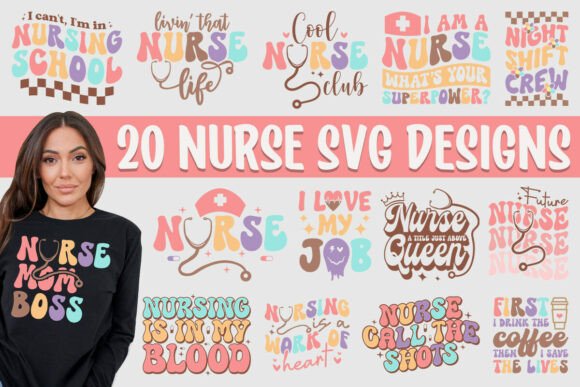 Retro Nurse SVG PNG Bundle for Crafts and Graphics